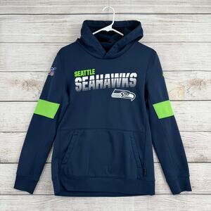 Nike Onfield Apparel Seattle Seahawks Dri Fit Hoodie Youth Boys L 14/16 Blue